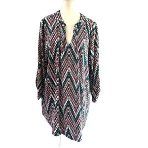 White Birch Multicolor Geometric Blouse Size 1X